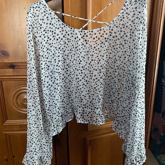 wild fable Tops - SHEER WHITE STAR PRINT TOP